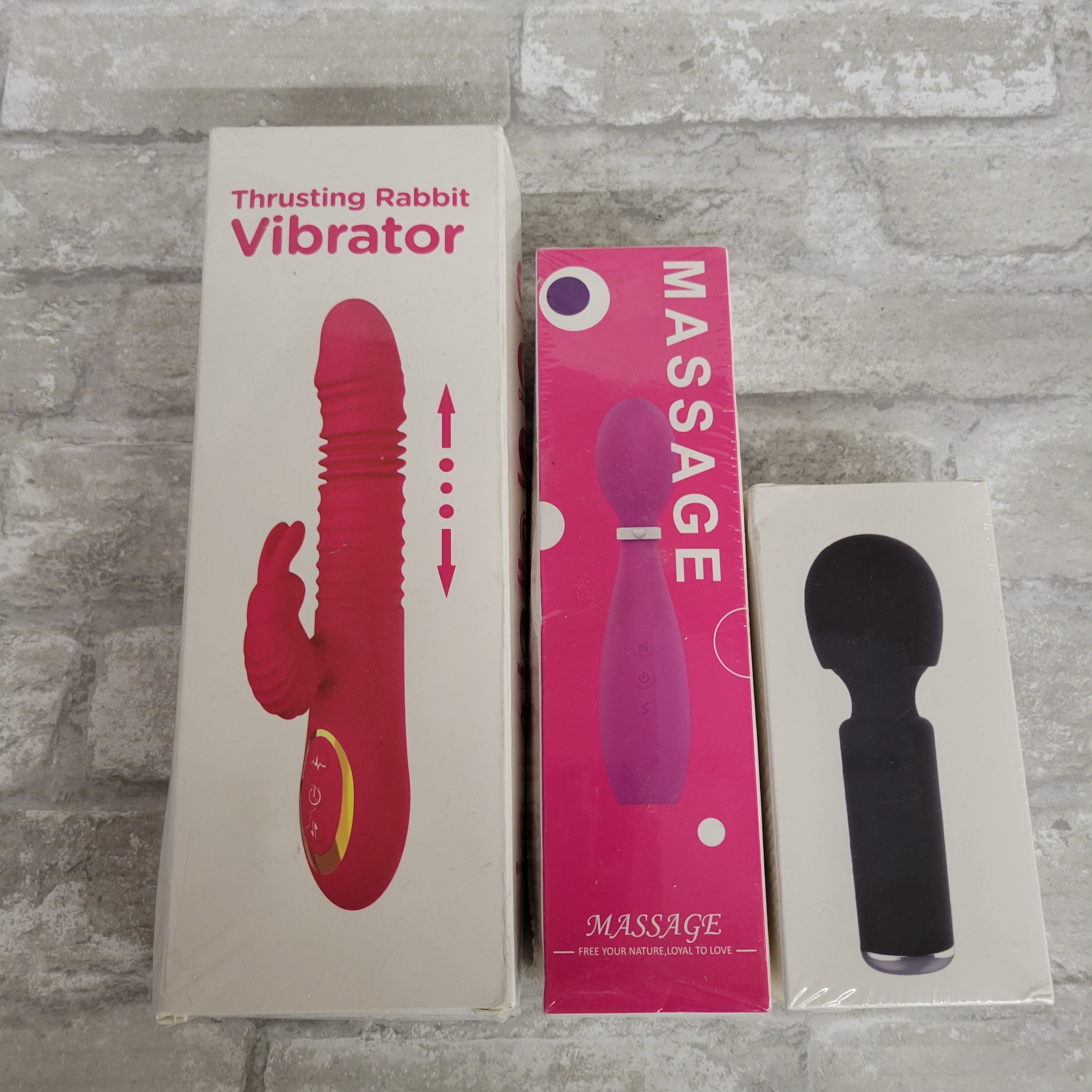 Women's Personal Massager, Neck Back Body Vibrating Wand, Lot of 3 (8056476598510)